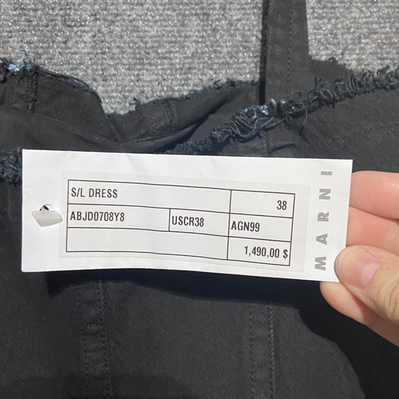 Marni Asymmetric‎ Tiered Wrap Denim Midi Dress with Paint Detail Size IT 38 US 2 - Picture 7 of 16